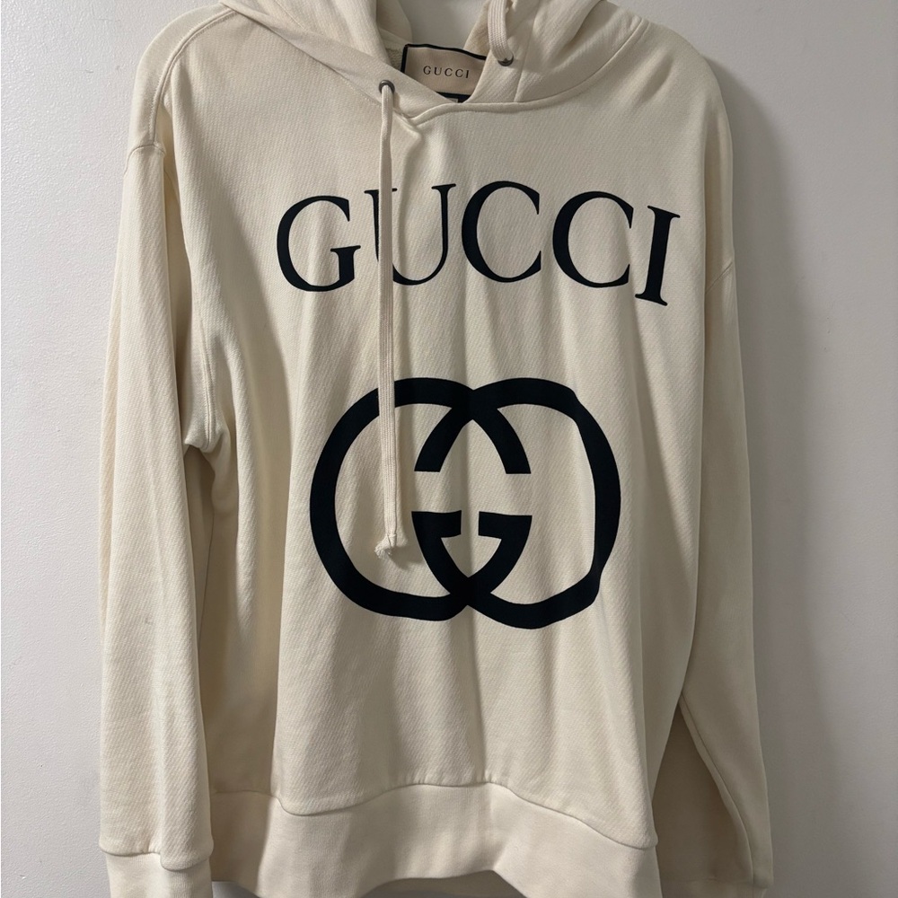 Gucci Ivory Logo Hoodie for Men